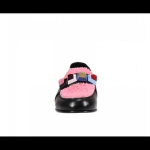 Fendi Embellished Leather And Shearling Loafers